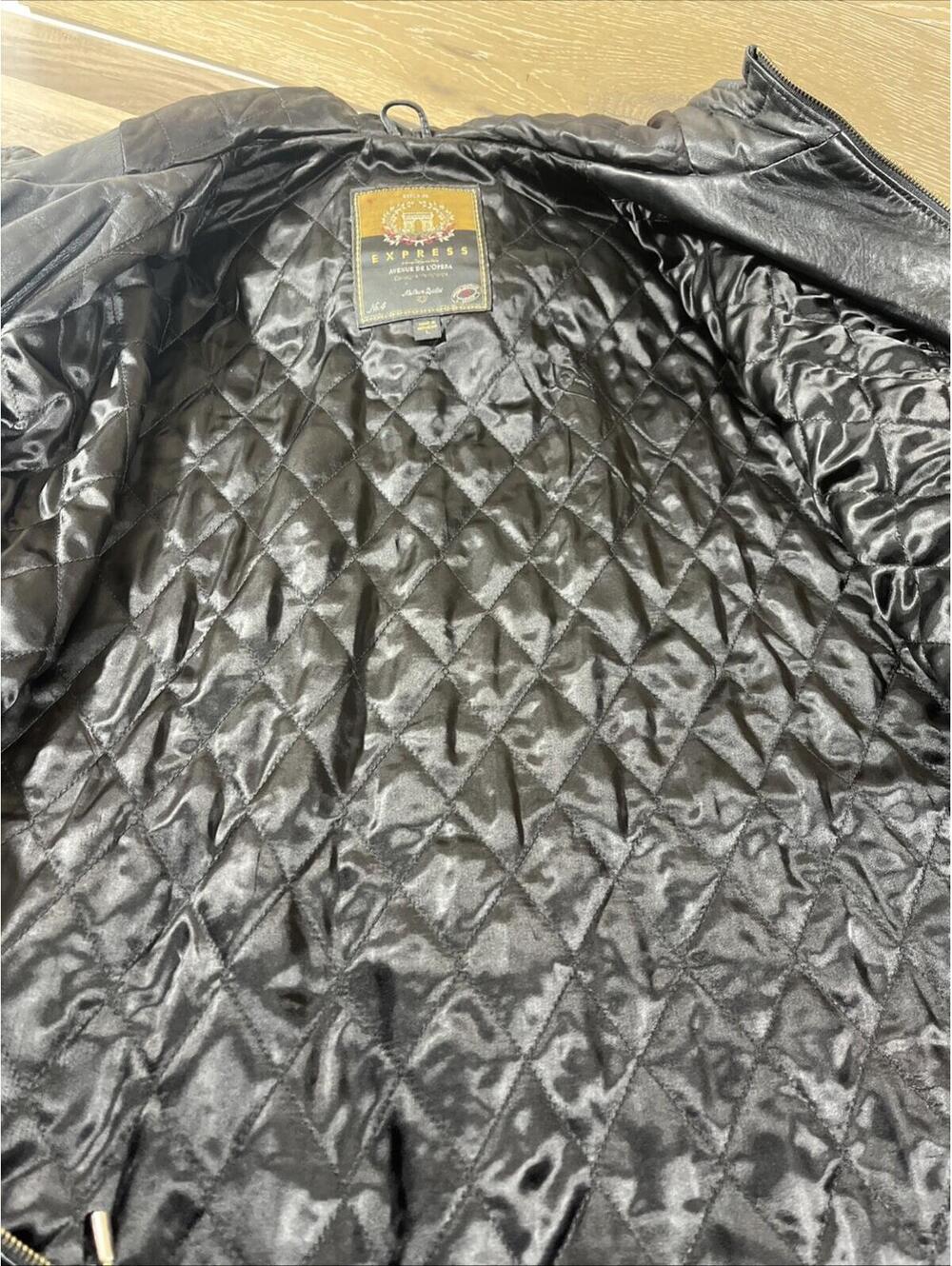 VTG 80s Express L Opera Men’s Large Black Quilted Leather  Jacket Thinsulate - Picture 3 of 8